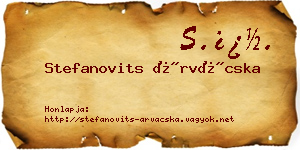 Stefanovits Árvácska névjegykártya
